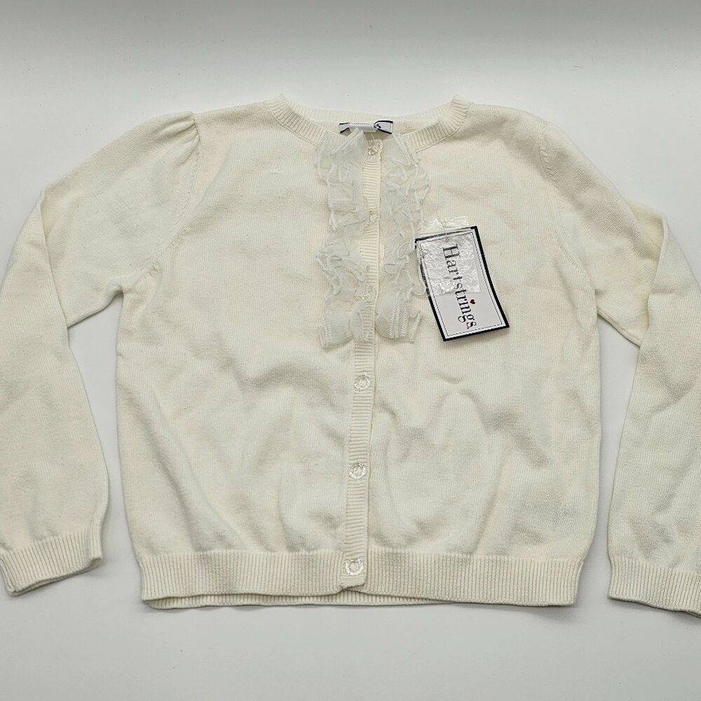 Heartstrings Cream Cardigan with Lace Detail Size 7